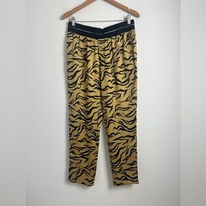 Scotch‎ & Soda Women's Large Amsterdam Black Tan Tiger Print Satin Pull On Pants